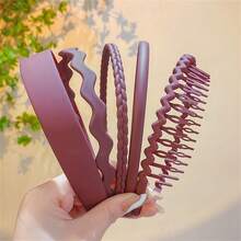 5件裝女式霧面髮帶時尚輕便壓克力髮帶鋸齒狀防滑梳子髮帶男女髮帶防滑碎髮壓縮髮帶 - 藏蓝色 - 查看 4