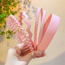 5件裝女式霧面髮帶時尚輕便壓克力髮帶鋸齒狀防滑梳子髮帶男女髮帶防滑碎髮壓縮髮帶 - 藏蓝色 - 查看 6