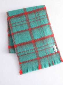 1入組女士圍巾，簡約、冷優雅、大氣、厚實格子紋、柔軟、保暖多用途，適用於秋冬季節 - 綠色 - 查看 3