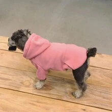 1件粉色寵物連帽衫,單色連帽運動衫,口袋細節帶連帽單色套頭衫 - 粉色 - 查看 4