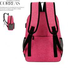 Shendy Vendy Set 3pzs Mochila Laptop De Gran Capacidad 15.6" Impermeable Escolar Con Carga Usb, bolso para estudiantes resistente al desgaste para viaje diario - Rosa - Ver 2