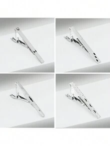 4pcs Silver Tie Trim, Suitable For Men's Outfit Matching And Party Wear - Silver - View 5