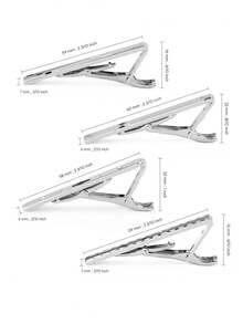 4pcs Silver Tie Trim, Suitable For Men's Outfit Matching And Party Wear - Silver - View 4