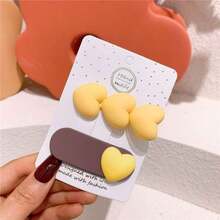 2入組樹脂製黃色心形髮夾,適用於情人節、約會、派對和日常穿搭,適合女孩和女性 - 紫色和黃色 - 查看 5