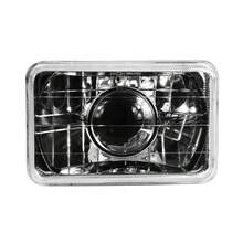 1Pair Head Lights Fit For Most Vehicles, Universal Chrome 7x6 Square H4 Diamond Projector Headlights Left Right By IKON MOTORSPORTS