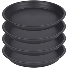 3pcs Set:12inch Black Plant Pot,12inch Heavy Duty Round Planter,Plant Plastic Saucer,Indoor Plant Dish,Bird Bath - Black - View 1