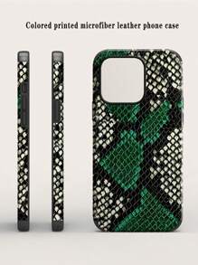 1 件绿色手绘蛇纹保险杠保护壳，采用防震设计和贴纸皮革工艺，适用于 Apple 手机 - 彩色 - 查看 10