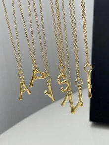 1入時尚簡約26個英文字母項鍊,s925純銀字母掛墜項鍊,適用於女士日常佩戴 - 金色 - 查看 5