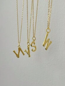 1入時尚簡約26個英文字母項鍊,s925純銀字母掛墜項鍊,適用於女士日常佩戴 - 金色 - 查看 1