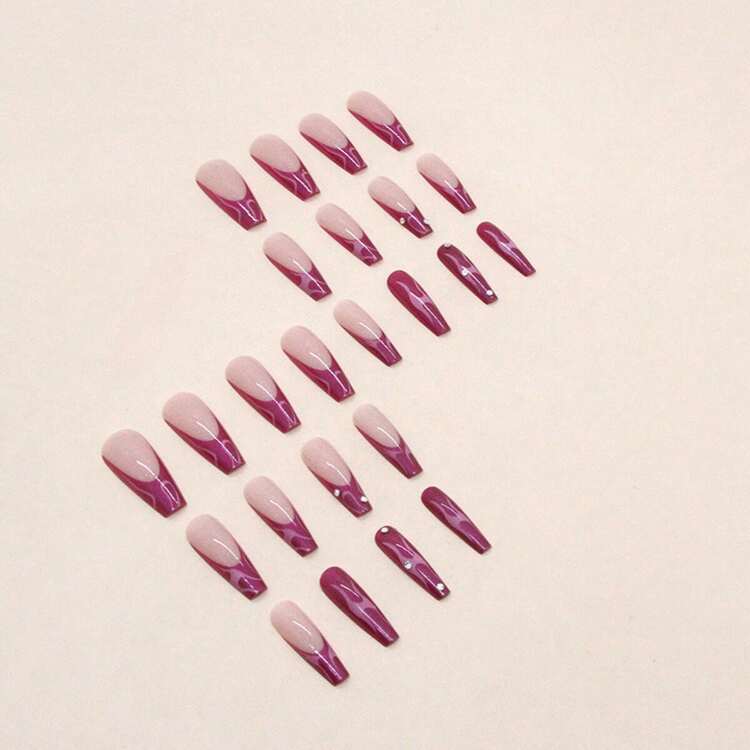 Europeo Y Americano Delicado, Fresco Y Dulce, Francés De Uñas Negras, Polvo De Flash De Amor Con Estrella Desmontable - Multicolor - Añade 3