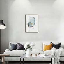 1入現代抽象藍色畫布牆藝術畫,適用於家庭客廳沙發裝飾,不含相框 - 彩色 - 查看 2