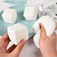 1pc Slow Rising Squishy Ball, Tofu-Shaped Decompression Toy, Creative Simulation Tofu, Stress Relief Toy - White - View 2