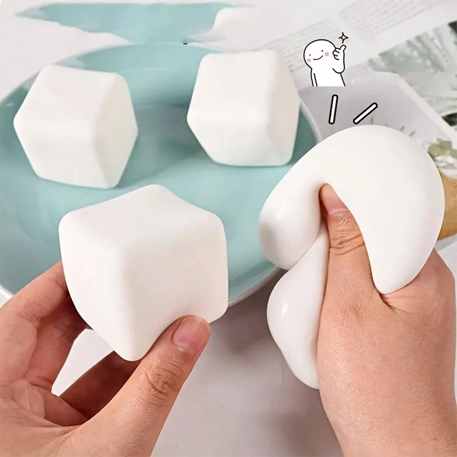 1pc Slow Rising Squishy Ball, Tofu-Shaped Decompression Toy, Creative Simulation Tofu, Stress Relief Toy