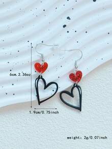 1pair Acrylic Hollow Out Heart Shaped Earrings For Valentine's Day Gift, Festival Dangle Ear Jewelry - Valentine's Day Love Style - View 4
