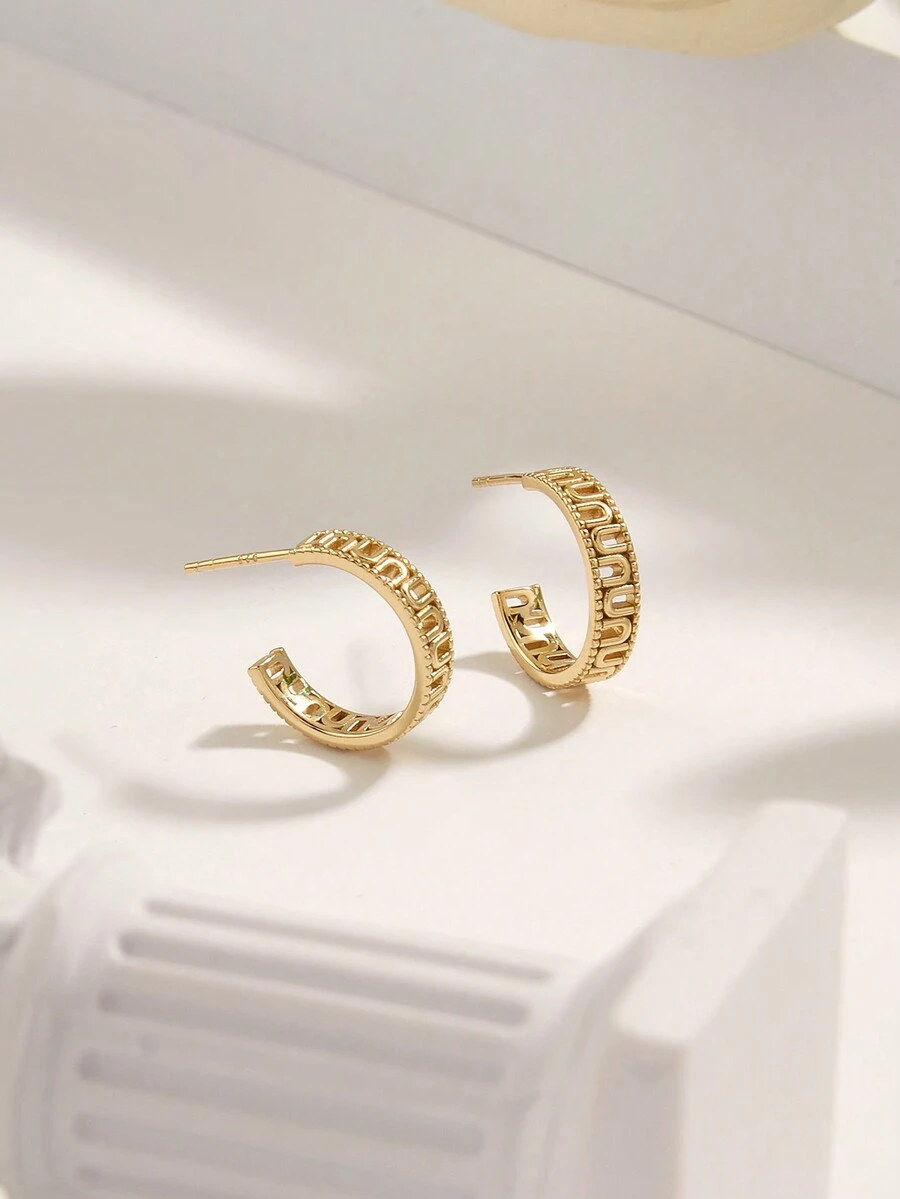 Cici Color 1 Pair S925 Sterling Silver 14k Golden Plated Earrings Women Wedding Party Jewelry Gifts - Yellow Gold - View 1