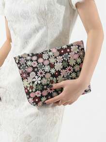 1入組,travelwant拉鍊化妝包,印花化妝包,旅行盥洗用品收納袋,大容量帆布化妝包,女孩男孩禮物攜帶型筆袋