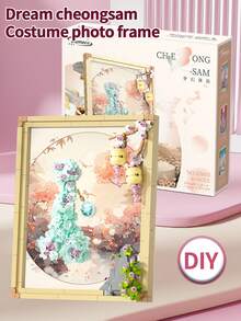 1set 400+Pcs Dream Qipao Dress Costume Photo Frame Building Set, Creative Photo Frame Building Block Toys,Home Decor,Gift For Valentine's Day Mother's Day,Kid&Adult(Compatible With  Set) - Cheongsam - View 2