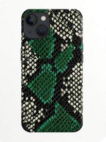 1 件绿色手绘蛇纹保险杠保护壳，采用防震设计和贴纸皮革工艺，适用于 Apple 手机 - 彩色 - 查看 12