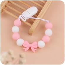 1pc Kids' Anti-Slip Plastic Hair Clip For Arts And Crafts, With Colorful Beads Of Butterfly & Silicon - Rose Red - View 3
