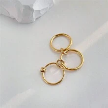 VKHK 1枚創意18k鍍金不銹鋼多層環形設計單指戒,適合女性日常配戴 - 金黃色 - 查看 3
