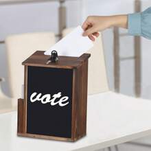 UNHO Lockable Suggestion Box Wooden Charity Donation Boxes Wall Mounted Comment Ballot Box With Secure Lock Card Holder And Writing Blackboard