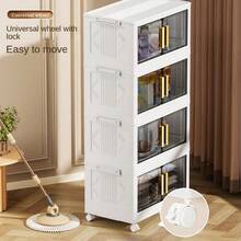 1pc Stackable Folding Storage Box, Multi-Layer Household Storage Cabinet, Plastic Free Installation Snack Storage Rack, Bedroom Wardrobe, Toy Building Block Storage Box, Home Organization And Storage Supplies, Room Decor, Home Decor - 1 Layer Folding Cabinet - View 5