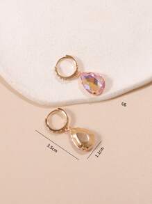 1對兒童水滴形耳環,新鮮風格,適用於女孩的耳環 - 粉色 - 查看 3