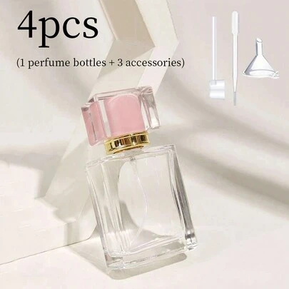 4pcs/Set Perfume Spray Bottle Kit Including 1pc 50ml Glass Transparent Empty Spray Bottle And 3pcs Perfume Accessories (Dropper, Funnel, Separation Tool), Special Shape Design, Refillable Fragrance Atomizer, Large Capacity Portable Travel Cosmetic Bottle, Travel Accessories, Living Room Home Bedroom Bathroom House Decor, Travel Stuff, Wedding, Party, Birthday, Gifts For Men Mom Dad Friends, New Years, Accessories, Funny Gift