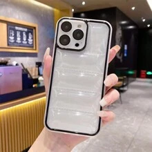 1pc Gold-Color Back Frame Plated Down Jacket Airbag Case Compatible With IPhone 15 Pro/15 Pro Max/15 Plus/15/14 Pro/14 Pro Max/14 Plus/14/13 Pro/13 Pro Max/13/12 Pro/12 Pro Max/12/11 Pro Max/11/11 Pro, Equipped With Tpu Airbag & Colorful Lens Film & Precision-Designed Holes & Skin-Like Soft Shell & Silicon Material & Anti-Shock - Gold - View 9