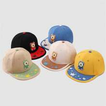 儿童熊平檐棒球帽，幼儿男孩女孩卡通防晒帽 - 米色 - 查看 4