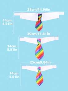 1pc Pet Neck Tie Collar, British Style Stripe Pattern Pet Bandana, Cat/Dog Scarf - Orange - View 2