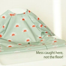 1pc Baby Feeding Bib, Long Sleeve Design, Can Be Fixed On High Chair And Dining Table, Suitable For Weaning Babies - Multicolor - View 4