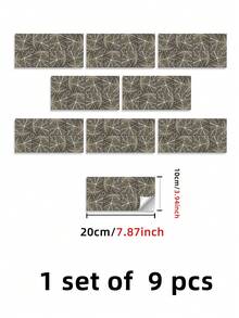 9入組3.94x7.87英吋pvc光澤陶瓷磁磚風格白色裝飾性牆貼帶圖案,適用於廚房和浴室防濺背板,防水剝離式壁飾,可拆卸diy家居裝飾壁貼 - 彩色 - 查看 9