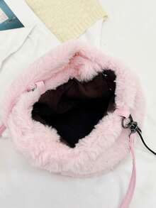 1pc Solid Color Pu Leather Handbag For Teenage Girls, Vintage Versatile Commuter Shoulder Bag Crossbody Square Bag - Pink - View 9