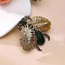 1pc Vintage Alloy Rhinestone Beetle Design Brooch For Suits, Coats, Sweaters, Suitable For Both Men And Women Daily Use - Dark Green - View 6
