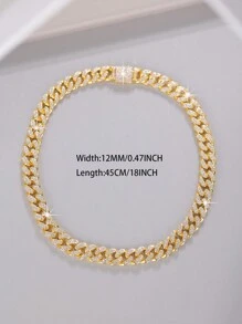 CVNANA 1 Vòng cổ lật chuỗi khảm kim cương theo phong cách Hip-Hop Rock, Phụ kiện thời trang đường phố cho nam và nữ, Cũng là một chiếc vòng tay hình thoi kim cương dành cho các cặp đôi, có nhiều kích cỡ - Vàng - Xem 3