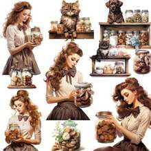 骨董歐洲貴族女孩日記貼紙,創意閱讀女孩,巧克力餅乾,美麗的女孩,diy裝飾,剪貼簿貼紙,日誌貼紙,相冊雜誌貼紙,文具,diy手工剪貼工具套件配件 - 藍色 - 查看 1