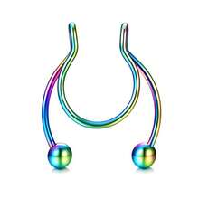 1入組不鏽鋼鹿角造型假鼻環,身體穿孔c字形鼻環 - 黑色 - 查看 2