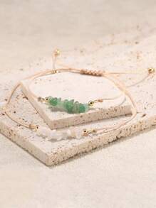 1pcs獨特的天然紅瑪瑙手鍊,銀珠穿成的鍊條,女性手鍊珠寶,生日週年紀念日夏日假日日常佩戴配件,真925純銀,送禮自用皆宜 - 紅色 - 查看 2