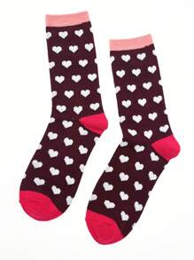 1 雙女式愛心花朵設計透氣舒適中筒襪,四季皆宜 - 彩色 - 查看 1