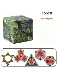 Cubo Mágico Tridimensional Antiestresse, Brinquedo Geométrico com Infinitas Possibilidades de Mudança Magnética, Aliviador de Tensão, Brinquedos Fidget Magnéticos, Maleáveis, Quebra-cabeças, Quebra-cabeças para Adultos, Quebra-cabeças - Multicolorido - Visão 4