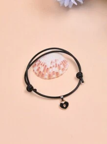 2入組可調節花式編織星星手鍊,禮物、友情禮物、學生手環、紀念禮物 - 黑色 - 查看 4