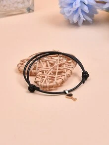 2入組可調節花式編織星星手鍊,禮物、友情禮物、學生手環、紀念禮物 - 黑色 - 查看 8