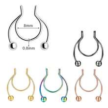 1入組不鏽鋼鹿角造型假鼻環,身體穿孔c字形鼻環 - 黑色 - 查看 5