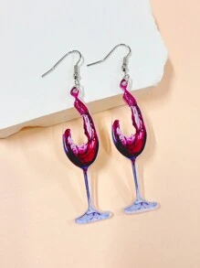 1對別緻時尚的香檳杯和流動的酒印花樹脂耳環,適用於情人節、派對、假期和約會,是送給朋友的最佳禮物 - 彩色 - 查看 7