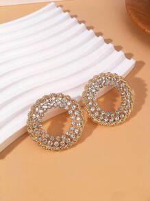1pair Elegant And Stylish Zinc Alloy Baroque Crystal Earrings With Daily Wearability, Perfect Gift Jewelry For Your Girlfriend In 2024 - Gold - View 5