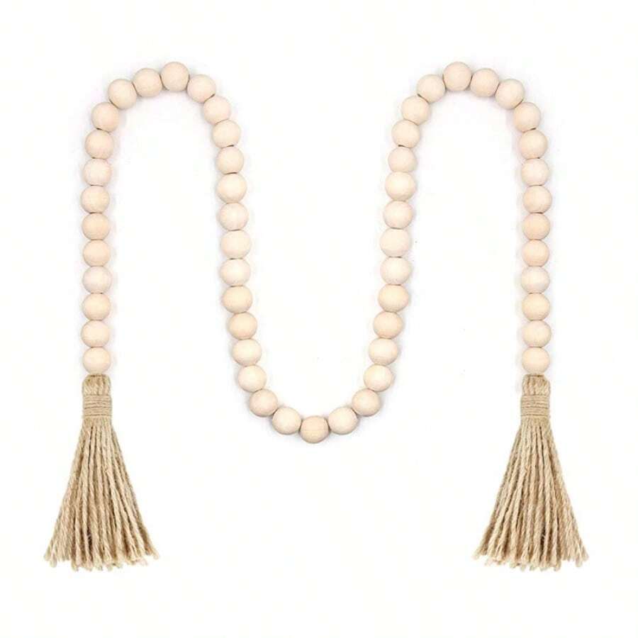 1個串珠木製家居裝飾掛墻件,帶流蘇 - 白色 - 查看 1