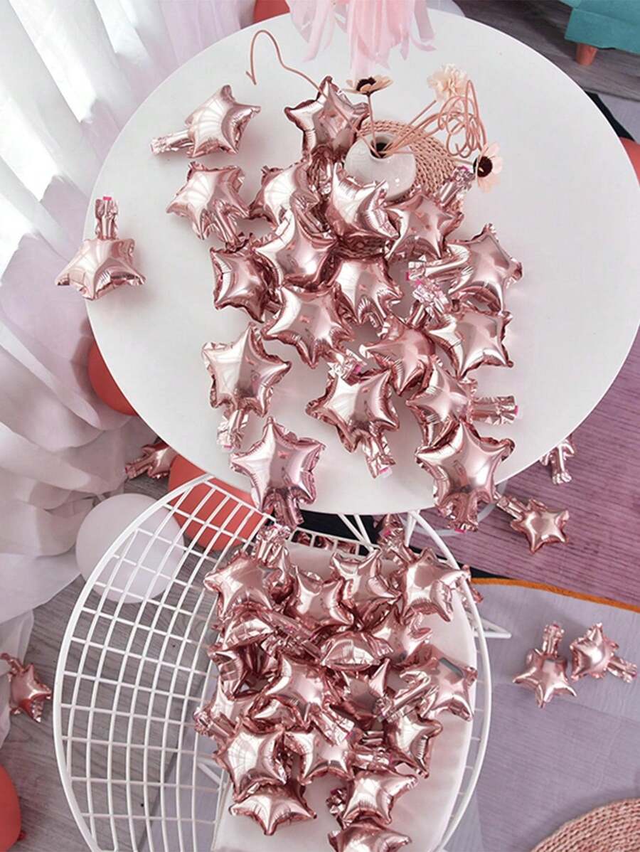50個玫瑰金星星氣球,5英吋金色星形鋁箔氣球,適用於生日派對、週年紀念、婚禮、畢業典禮裝飾氣球,生日裝飾,商場與商店開幕,活動與婚禮場景裝飾,婚禮商店裝飾氣球,生日氣球套裝,生日裝飾 - 玫瑰金 - 查看 1