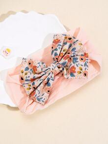 1pc Pink Bow Headband For Kids,Flower Pattern Elastic Hairband,Spring Hair Band For Baby,Kids Baby Hair Accessories - Pink - View 2