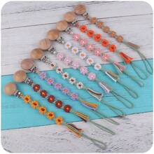 1pc New Arrival Children's Art & Craft Maple Wooden Clip Anti-Slip Design, Creative Diy Handmade Five Petals Braided Kids Diy Handmade Jewelry Accessory With Fine Rope - Red - View 3